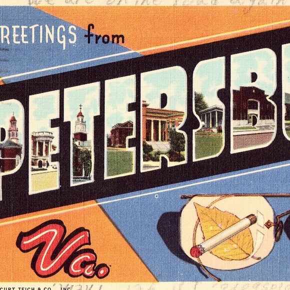 Linen Postcard - Large Letter - Greetings from Petersburg,Virginia M907 - Picture 1 of 2